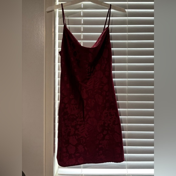 Urban Outfitters Red  Deep Cowl Neck Mini Dress - Picture 2 of 5